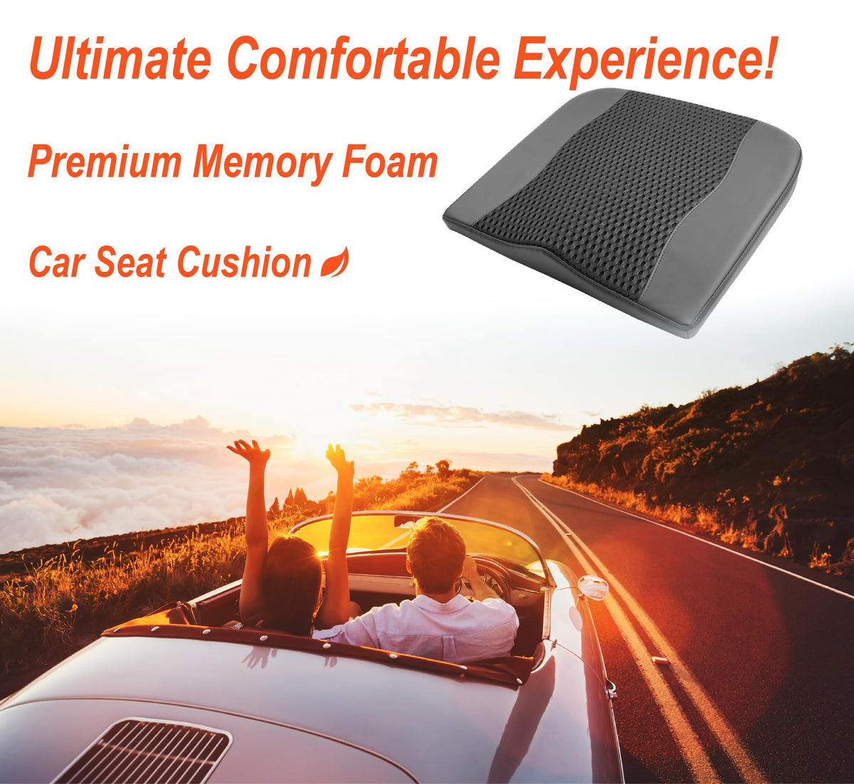 Lofty Aim Car Seat Cushion, Comfort Memory Foam Car Cushions for Driving - Sciatica & Lower Back Pain Relief, Seat Cushion for Car Seat Driver, Office Chair, Wheelchair