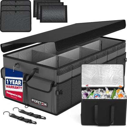 FORTEM Trunk Organizer - Foldable Car Organizer & Storage for SUVs & Trucks