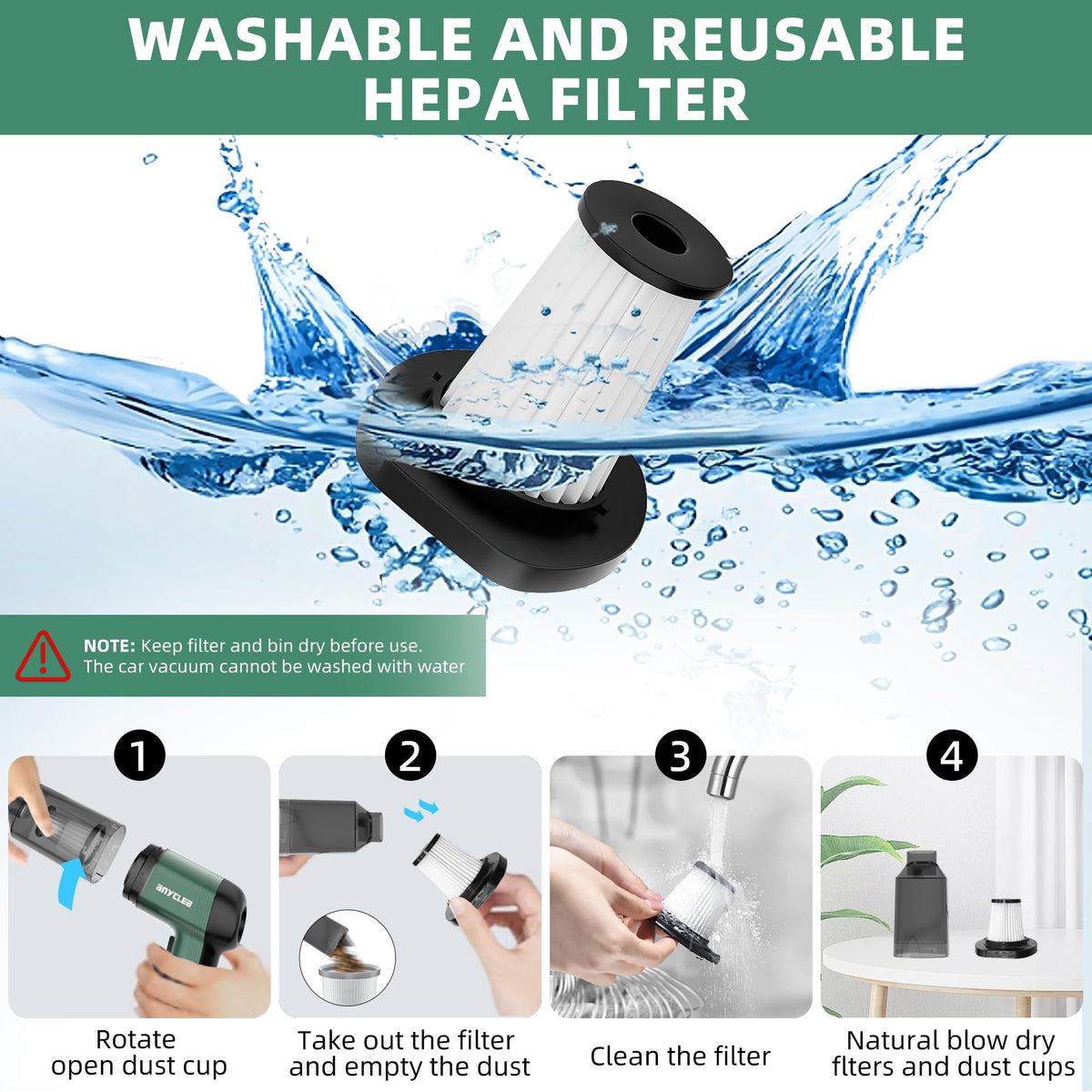 anyclea Cordless Handheld Car Vacuum Cleaner