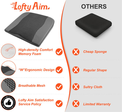 Lofty Aim Car Seat Cushion, Comfort Memory Foam Car Cushions for Driving - Sciatica & Lower Back Pain Relief, Seat Cushion for Car Seat Driver, Office Chair, Wheelchair