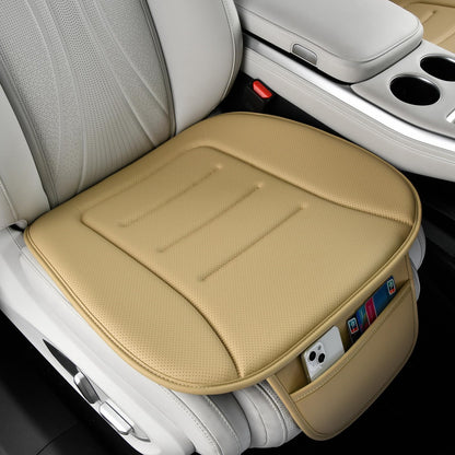 KAYI Car Seat Cushion, Comfort Memory Foam Car Cushions for Driving, Breathable Leather Surface with Anti Slip Rubber Bottom, Seat Cushion for Car and Office Chair