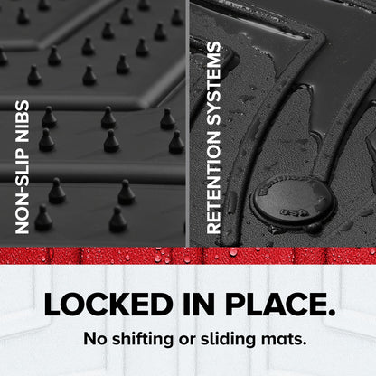 WeatherTech FloorLiner HP Custom Fit Floor Mats for Cadillac Escalade, Escalade-V, Tahoe - Full Set (441632-1-2-3IM), Black