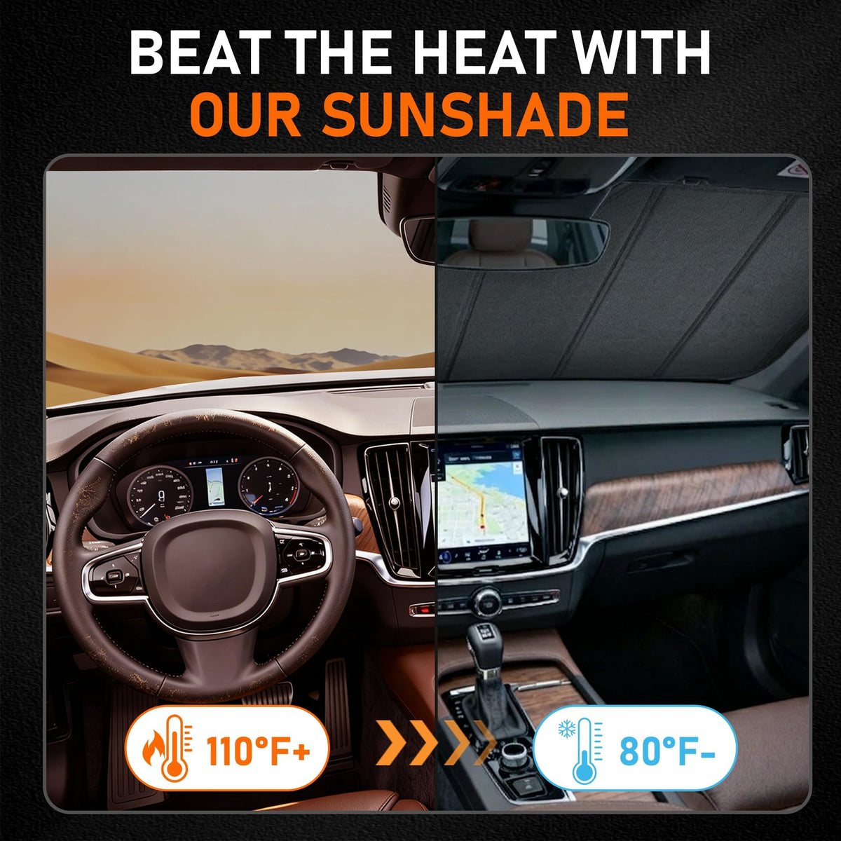 Windshield Sun Shade for Lexus RX - Triple Laminate Front Window Sunshade - Accordion Folding Design with Storage Bag