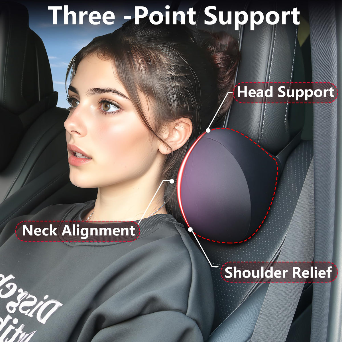 AntDiseno Car Neck Pillow, Car Neck Support with Adjustable Strap