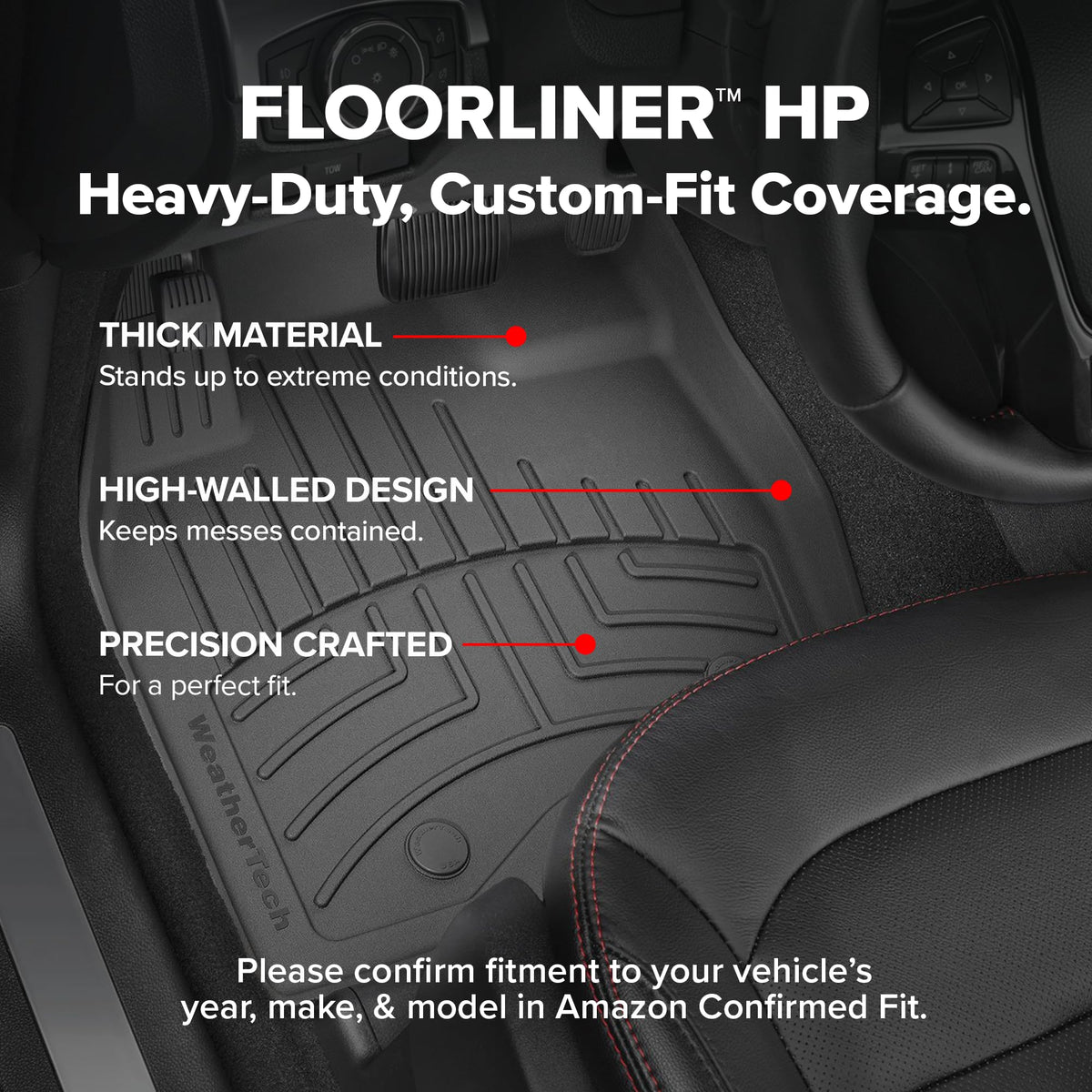 WeatherTech FloorLiner HP Custom Fit Floor Mats for Dodge Ram Truck 2500/3500, Ram 2500/3500-1st & 2nd Row (461545-1-2IM), Grey