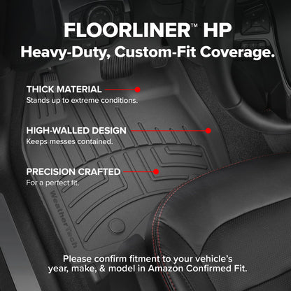 WeatherTech FloorLiner HP Custom Fit Floor Mats for Cadillac Escalade, Escalade-V, Tahoe - Full Set (441632-1-2-3IM), Black