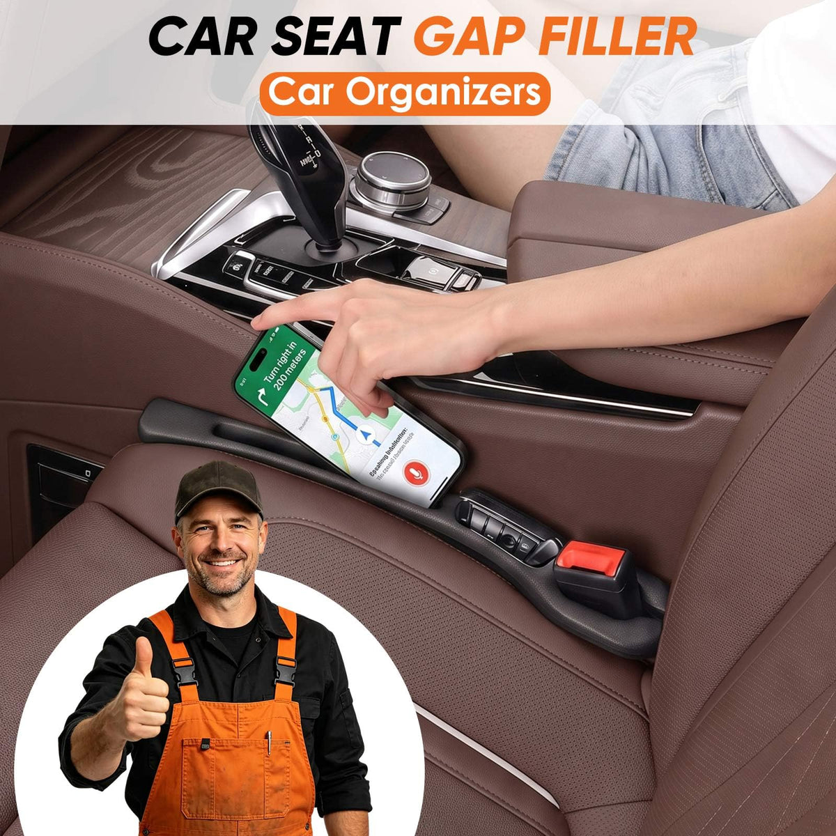 Zefirius Car Seat Gap Filler Organizer 2Pack