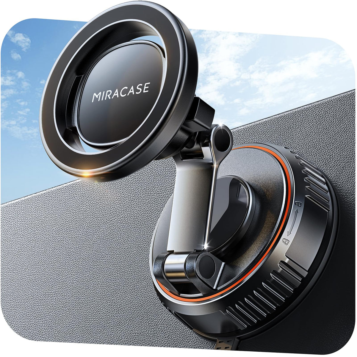 Miracase for MagSafe Car Mount[3600gf Strong Magnet & 89+LBS Suction Base]Vacuum Magnetic Phone Holders for Your Car, 360° Adjustable Dashboard & Windshield Mount with Dash Accents for Speakerphones