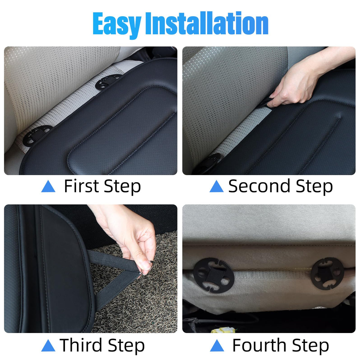 KAYI Car Seat Cushion, Comfort Memory Foam Car Cushions for Driving, Breathable Leather Surface with Anti Slip Rubber Bottom, Seat Cushion for Car and Office Chair