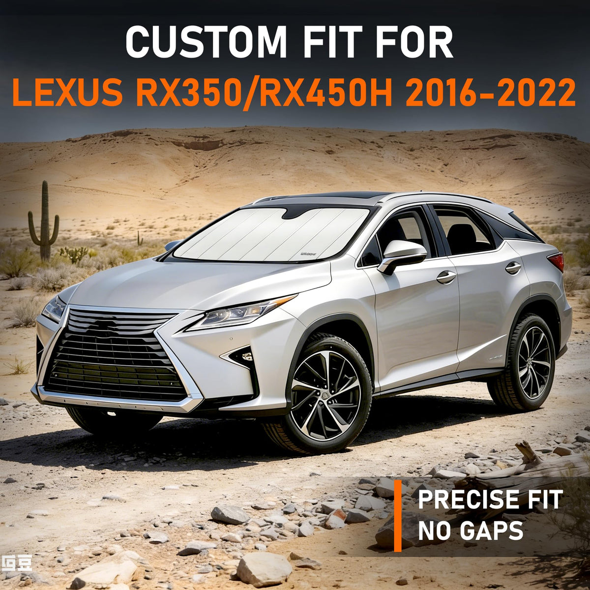 Windshield Sun Shade for Lexus RX - Triple Laminate Front Window Sunshade - Accordion Folding Design with Storage Bag