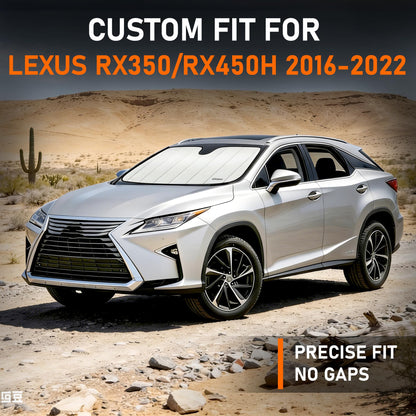 Windshield Sun Shade for Lexus RX - Triple Laminate Front Window Sunshade - Accordion Folding Design with Storage Bag