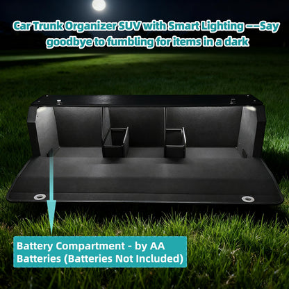 Leather Car Trunk Organizer with LED Light, SUV Organizer Trunk Storage