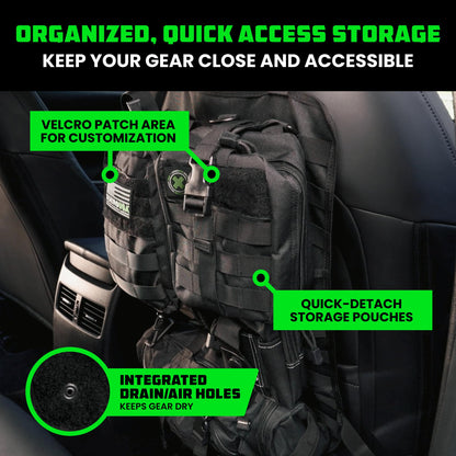 Rhino USA Tactical Car Seat Organizer - Military-Grade Molle Storage