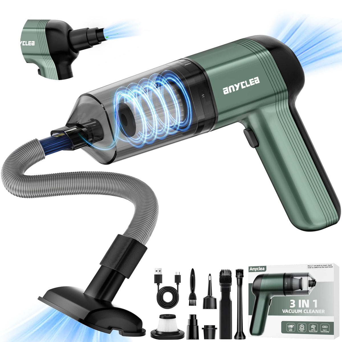 anyclea Cordless Handheld Car Vacuum Cleaner