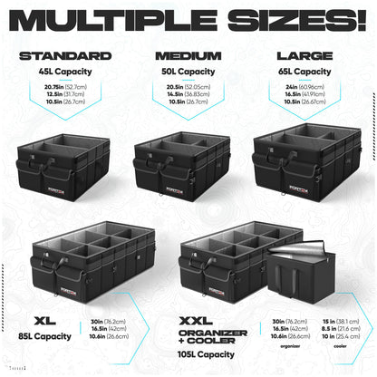 FORTEM Trunk Organizer - Foldable Car Organizer & Storage for SUVs & Trucks