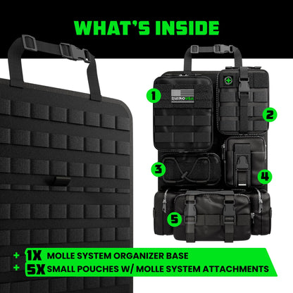 Rhino USA Tactical Car Seat Organizer - Military-Grade Molle Storage