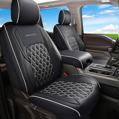 Huidasource Fit for Silverado Sierra Seat Cover, Thickened Split Nappa Leather Truck Seat Covers