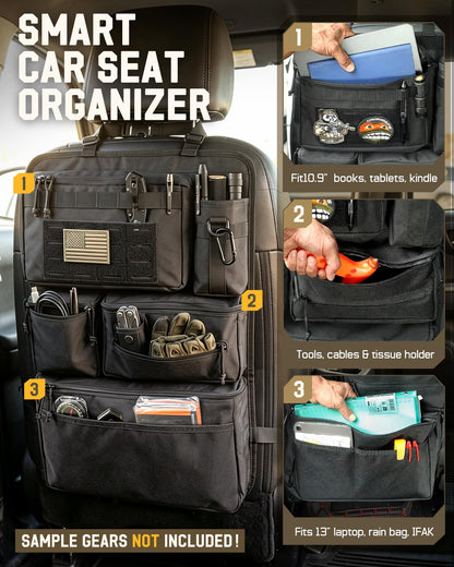Pitozer All in One Car Seat Back Organizer Fit Most Cars SUV Trucks Jeeps