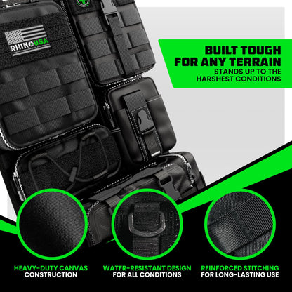 Rhino USA Tactical Car Seat Organizer - Military-Grade Molle Storage
