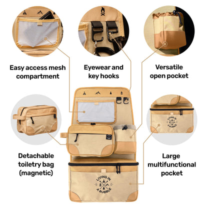 Living in a Bubble Premium Seat Back Organizer Storage for Campervans and Cars