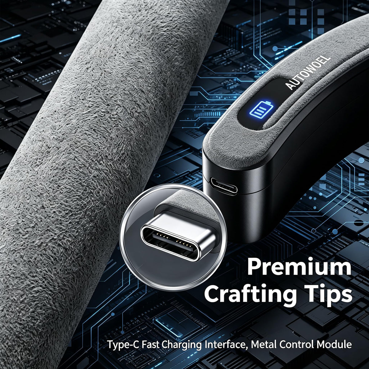 Heated Steering Wheel Cover, Rechargeable Cordless Car Warmer