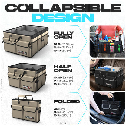 FORTEM Trunk Organizer - Foldable Car Organizer & Storage for SUVs & Trucks